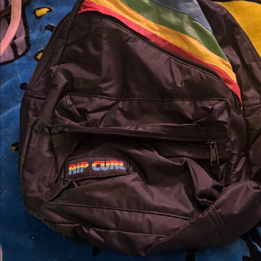 Black Backpack with Rainbow Accents